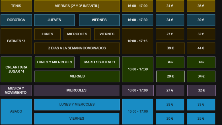 Extraescolares Infantil 26/27