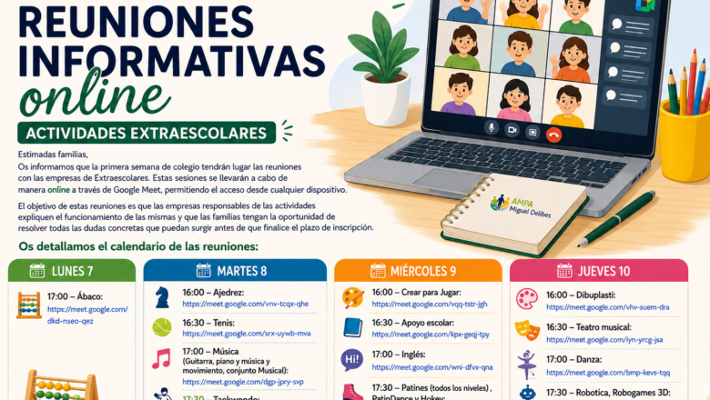 Reuniones informativas online – Actividades extraescolares 2026/2027